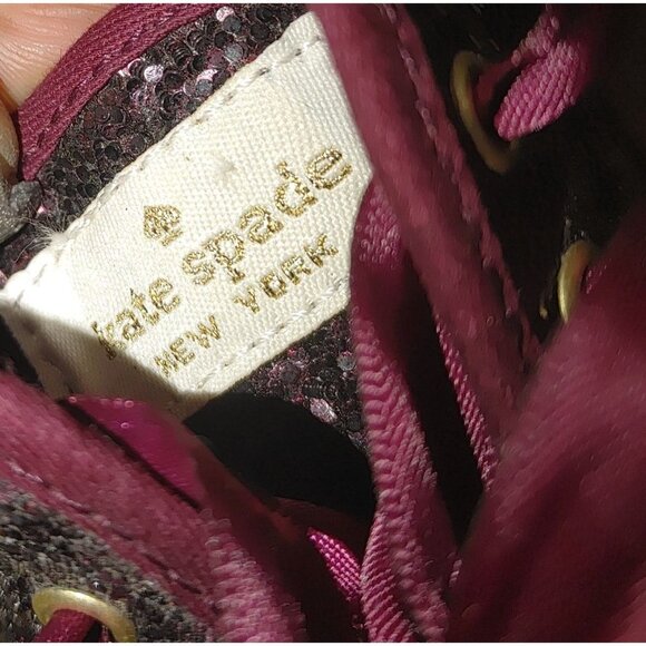 Keds x Kate Spade New York Champion Glitter Size Glitter Sneakers Black Burgundy - Picture 2 of 16